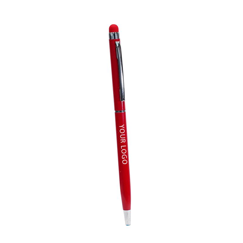 Metal Slim Pen - Red Color With Sliver Plated Clip & Tip